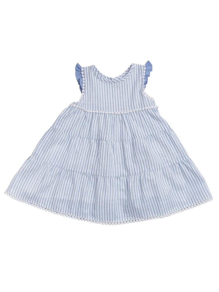 blau/weiß Schwungvolles Mädchen Streifen Sommerkleid Bio-Baumwolle
