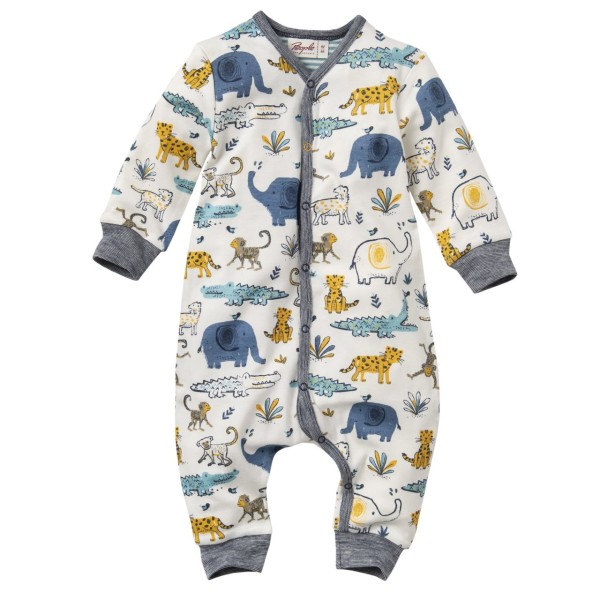 People Wear Organic Baby Overall Zootiere Schlafanzug weiß/bunt