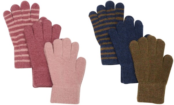 Minymo Kinder Handschuhe Wolle 3 Paar im Set Fingerhandschuhe Magic