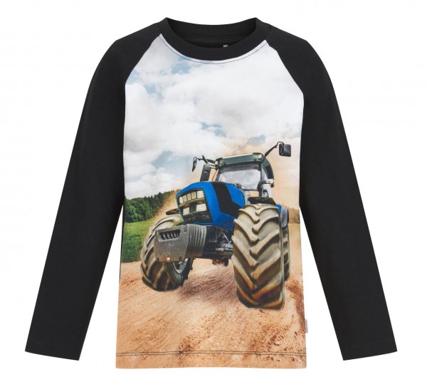Minymo Kinder Traktor T-shirt Langarm schwarz/blau