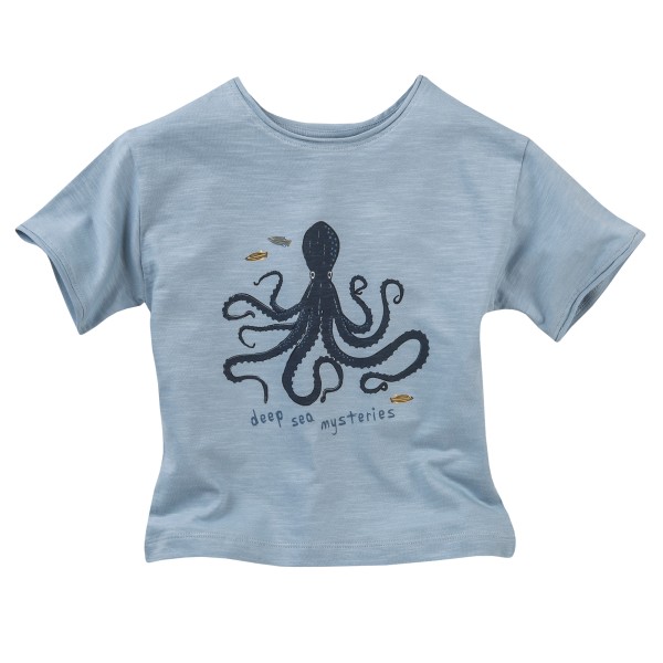 People Wear Organic T-Shirt Oktopus blaugrau Kurzarm Bio-Baumwolle