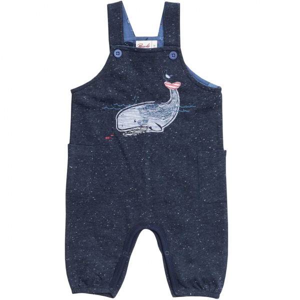 Baby Latzhose Sweathose WAL jeansblau melange Bio-Baumwolle