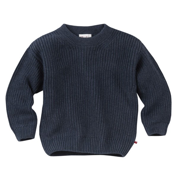 People Wear Organic Strick Pullover dunkelblau melange gerippt Bio-Baumwolle
