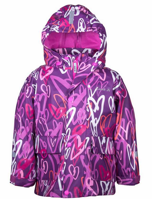 Kamik Kinder Regenjacke cool Hearts violett mit Textilfutter