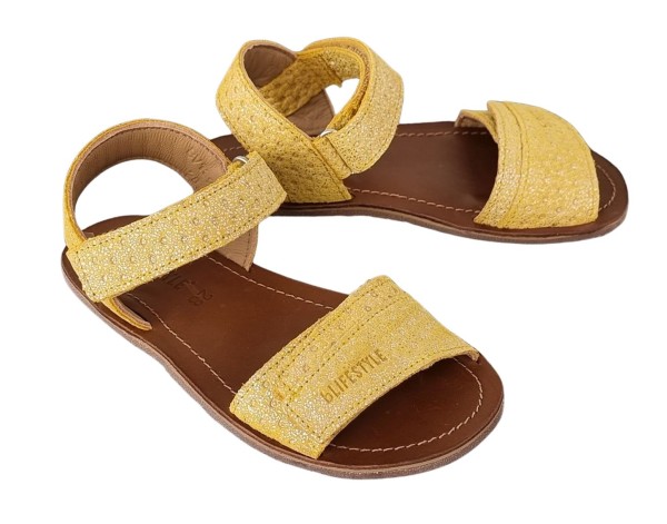 Blifestyle NAPAEA gelb Glitzer Barfuß-Sandale mit Klett Mädchen Sandalen