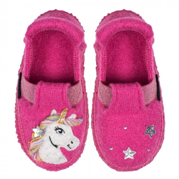 Nanga Mädchen Hausschuhe Unicorn pink Schurwolle