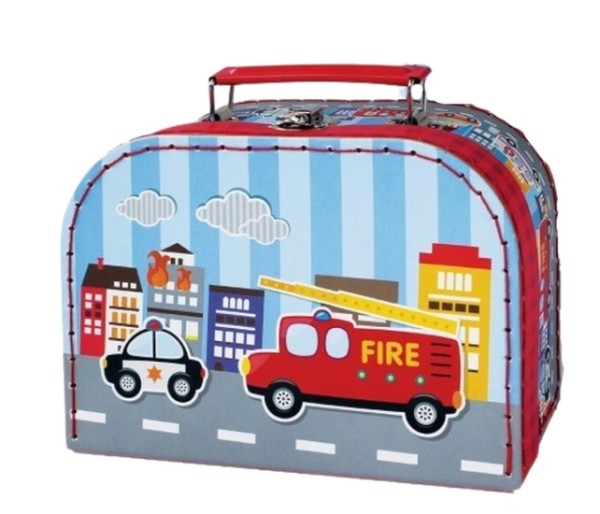 Pappkoffer Kinderkoffer aus Pappe Feuerwehr