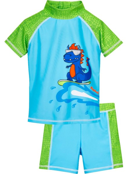 UV-Schutz Zweiteiler DINO Schwimmanzug Set Shirt + Badeshorts