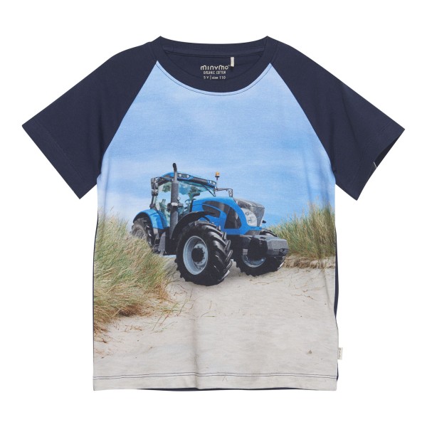 Minymo Kinder Traktor T-Shirt Kurzarm blau