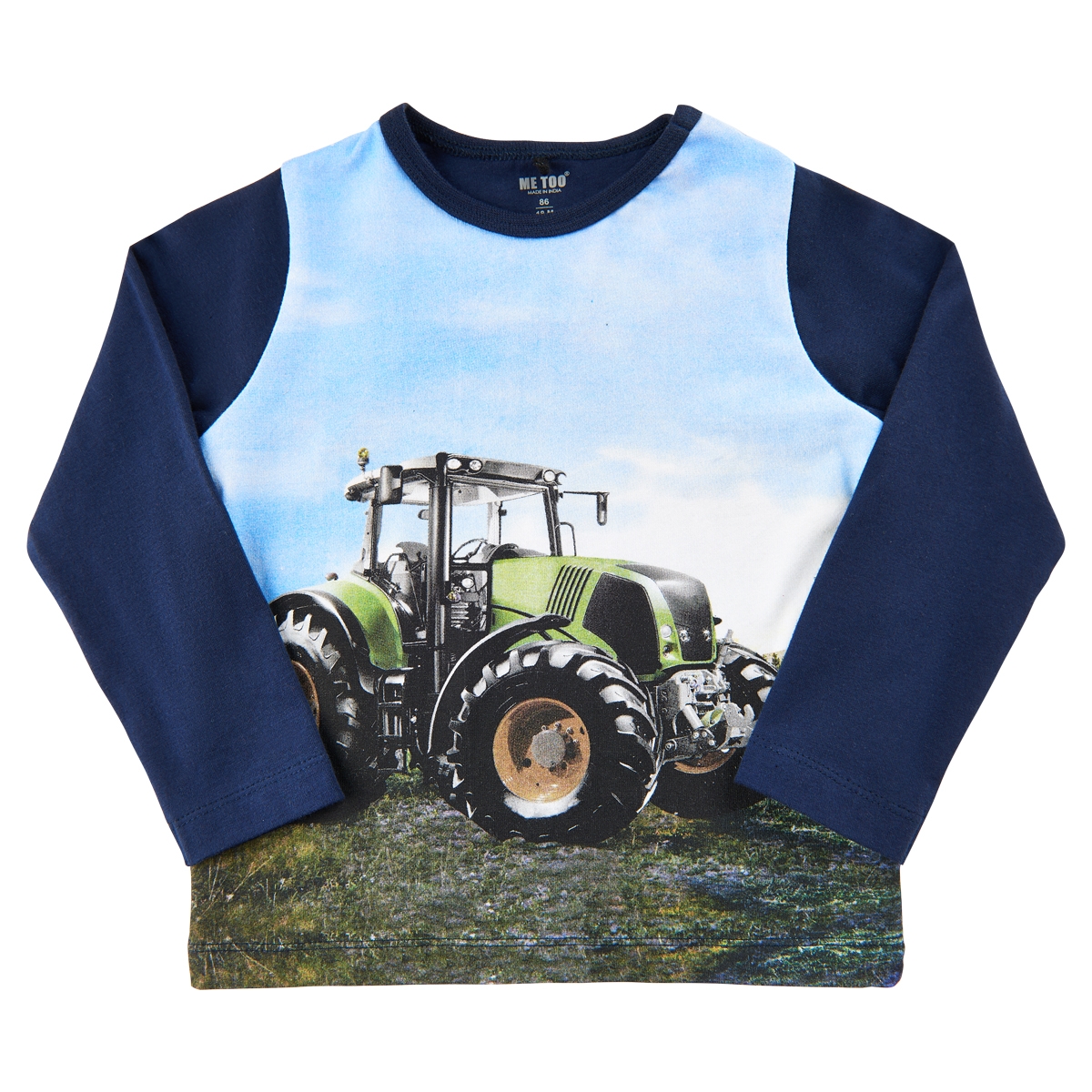 Metoo Langarm T-Shirt Traktor grün/blau | Pinokids