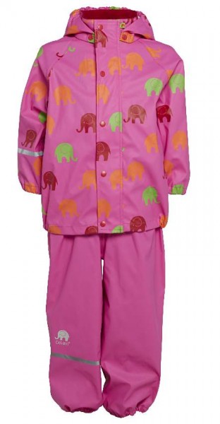 CeLaVi Regenanzug pink mit Elefanten Set Regenhose + Regenjacke