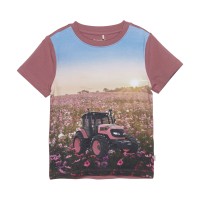 Minymo Mädchen Traktor T-Shirt Kurzarm rosa